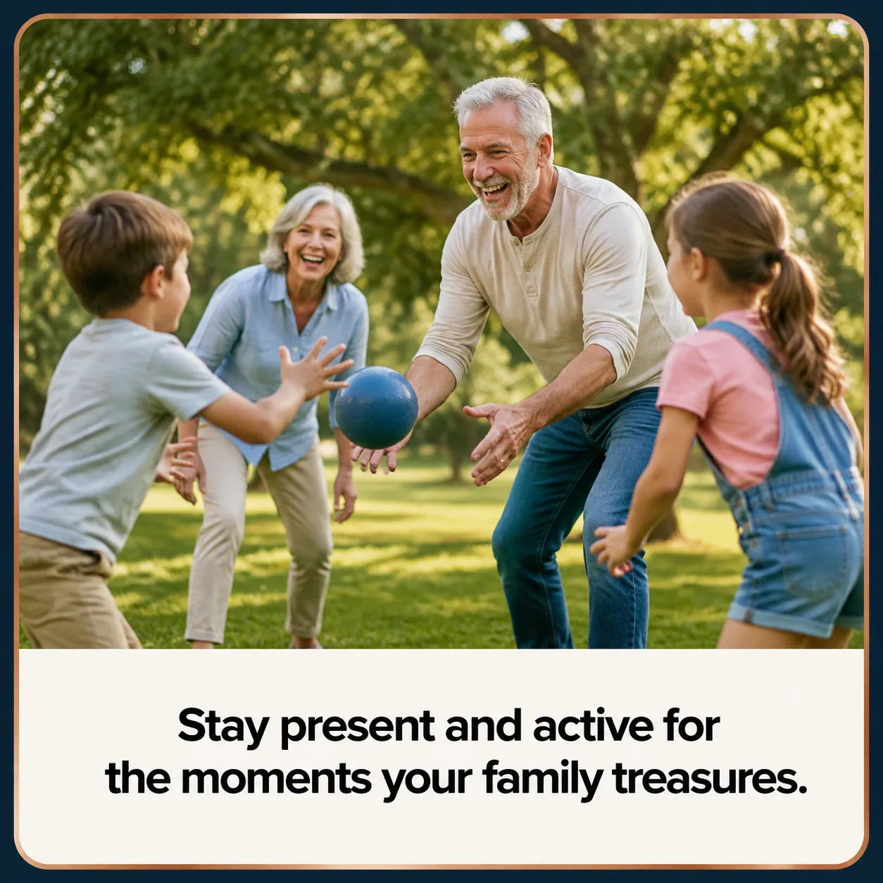Grandfather playing with grandchildren outdoors
